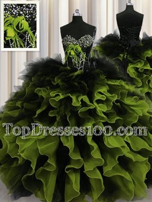 Top Selling Multi-color Sleeveless Organza and Tulle Lace Up Vestidos de Quinceanera for Military Ball and Sweet 16 and Quinceanera