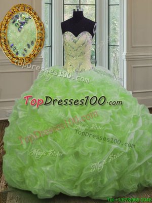Sleeveless Sweep Train Lace Up Beading Sweet 16 Dresses