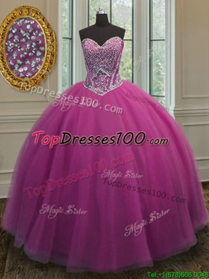Lilac Quinceanera Gown Military Ball and Sweet 16 and Quinceanera and For with Beading Sweetheart Sleeveless Lace Up