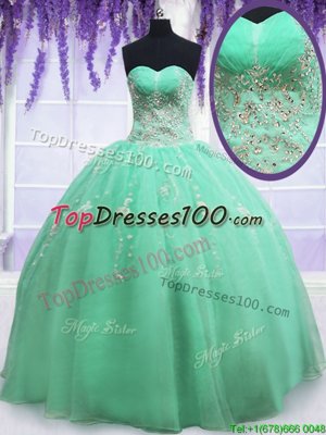 Suitable Apple Green Zipper Quinceanera Dresses Beading and Embroidery Sleeveless Floor Length