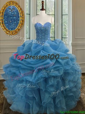 Chic Organza Sleeveless Floor Length Sweet 16 Dresses and Beading and Ruffles