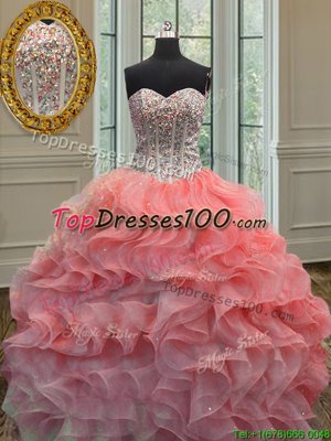 Perfect Baby Blue Sleeveless Beading Floor Length Quinceanera Gown