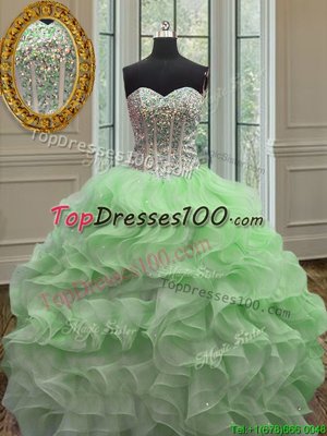 Pretty Eggplant Purple Lace Up Quince Ball Gowns Beading Sleeveless Floor Length