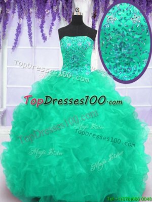 Tulle Sleeveless Floor Length Vestidos de Quinceanera and Beading