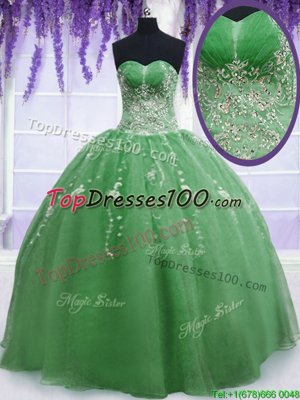 Lovely Floor Length Green Ball Gown Prom Dress Sweetheart Sleeveless Zipper