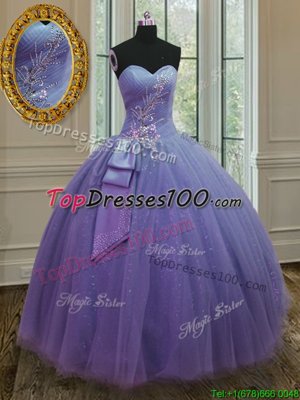 Stunning Sleeveless Lace Up Floor Length Beading and Ruching and Bowknot Quinceanera Gown