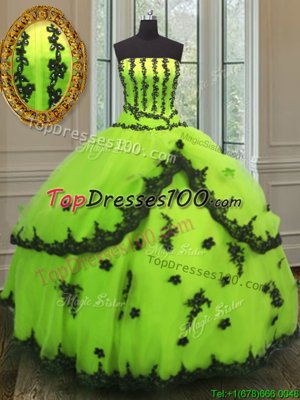 Floor Length Ball Gowns Sleeveless Yellow Green Sweet 16 Quinceanera Dress Lace Up