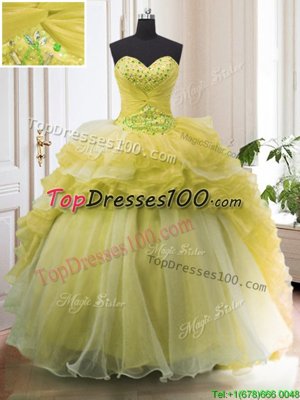 Custom Fit Organza Sleeveless With Train Quinceanera Gowns Court Train and Beading and Ruffled Layers