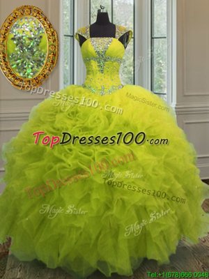 Royal Blue Ball Gowns Sweetheart Sleeveless Organza Floor Length Lace Up Beading and Ruffles Quinceanera Dress