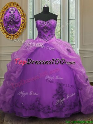 Sleeveless Court Train Beading and Ruffled Layers Lace Up Quinceanera Dress