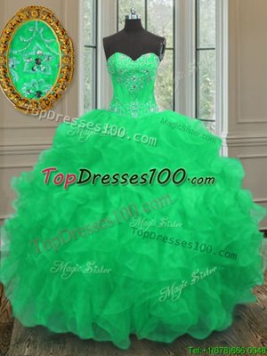 Best Selling Beading and Ruffles and Pick Ups Sweet 16 Quinceanera Dress Lilac Lace Up Sleeveless Floor Length