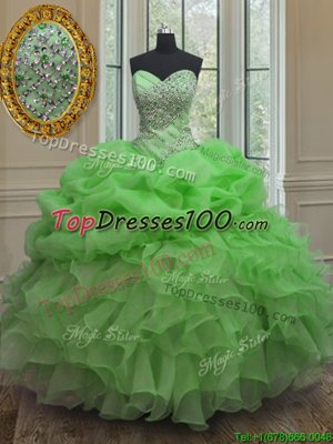 Suitable Pick Ups Sweetheart Sleeveless Lace Up Ball Gown Prom Dress Organza