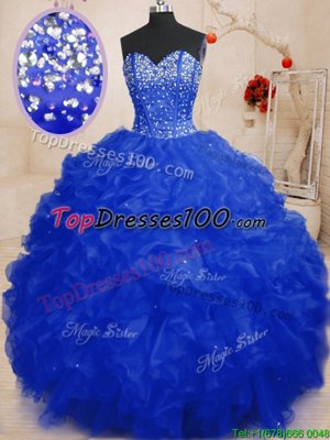 Purple Lace Up 15 Quinceanera Dress Beading and Ruffles Sleeveless Floor Length