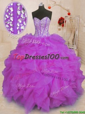 Low Price Purple Vestidos de Quinceanera Military Ball and Sweet 16 and Quinceanera and For with Beading and Ruffles Sweetheart Sleeveless Lace Up