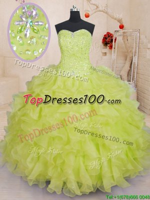 Beading and Ruffles Quinceanera Dress Baby Blue Zipper Sleeveless Floor Length