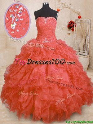 Superior Sleeveless Lace Up Floor Length Beading and Ruffles and Ruching Quinceanera Dresses