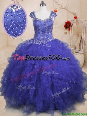Extravagant Strapless Sleeveless Lace Up Quinceanera Dresses Black And Purple Organza