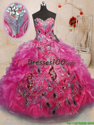 Sleeveless Beading and Appliques and Ruffles Lace Up Quinceanera Dresses