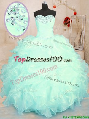 Cheap Ball Gowns Quince Ball Gowns Rose Pink Sweetheart Organza Sleeveless Floor Length Zipper