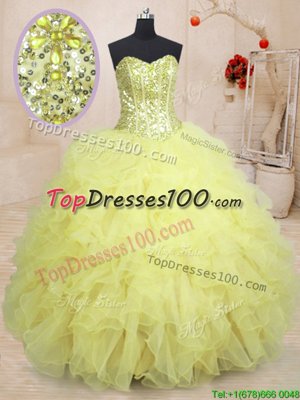 Chic Lavender Sweetheart Neckline Beading and Ruffles Quinceanera Dresses Sleeveless Lace Up