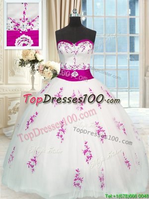 Dynamic Sleeveless Appliques and Belt Lace Up Vestidos de Quinceanera
