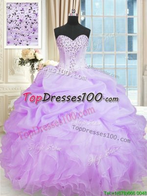 Simple Floor Length Ball Gowns Sleeveless Lavender Quinceanera Gown Lace Up