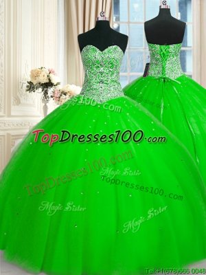 Excellent Sweetheart Lace Up Beading and Sequins 15 Quinceanera Dress Sleeveless