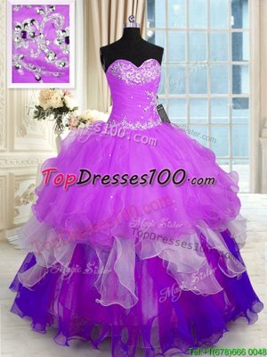 One Shoulder Sleeveless Quinceanera Gowns Floor Length Appliques Blue Tulle and Sequined