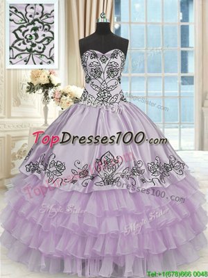 Exceptional Four Piece Beading and Ruffles and Ruching Ball Gown Prom Dress Blue Lace Up Sleeveless Floor Length