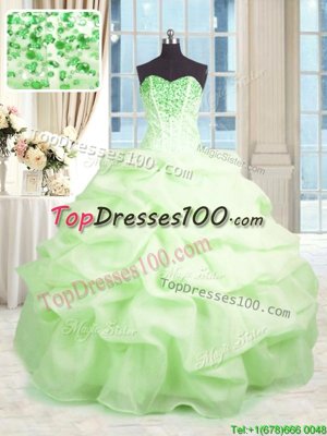 Sleeveless Floor Length Beading and Ruffles Lace Up Sweet 16 Dress with