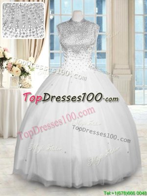 Sleeveless Zipper Floor Length Beading Quinceanera Gown