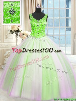Edgy Sleeveless Lace Up Floor Length Beading and Sequins Vestidos de Quinceanera