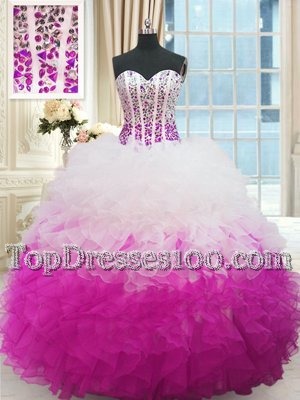 Deluxe Multi-color Sleeveless Organza Lace Up Sweet 16 Dresses for Military Ball and Sweet 16 and Quinceanera