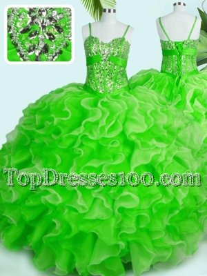Sleeveless Beading and Ruffles Floor Length Sweet 16 Dress