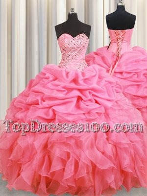 Dramatic Ball Gowns Sweet 16 Quinceanera Dress Sweetheart Organza Sleeveless Floor Length Lace Up