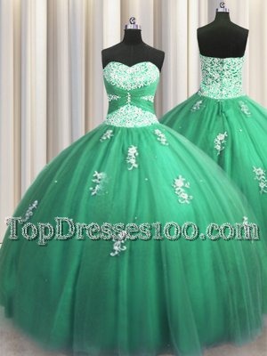 Smart Sleeveless Lace Up Floor Length Beading and Appliques 15 Quinceanera Dress