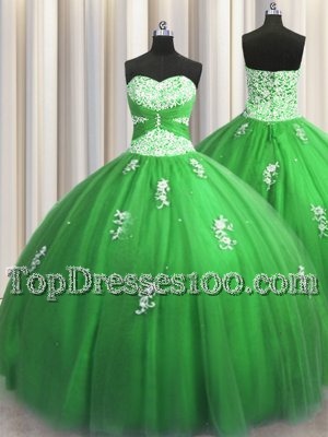 Fantastic Yellow Green Ball Gowns Beading and Ruffles Quinceanera Gowns Lace Up Organza Sleeveless Floor Length