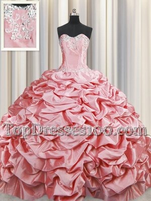 Free and Easy Visible Boning Organza Sweetheart Sleeveless Lace Up Beading and Ruffles and Pick Ups 15th Birthday Dress in Blue