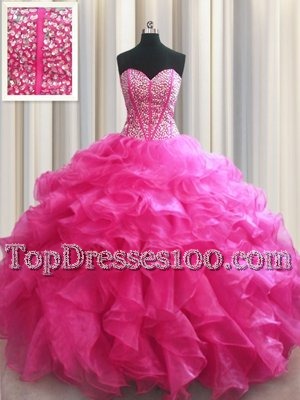 Great Rust Red Sleeveless Beading and Appliques Floor Length 15 Quinceanera Dress