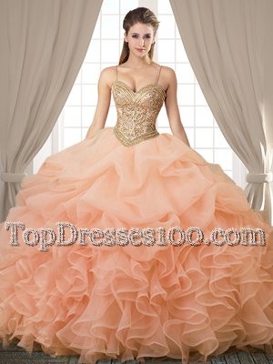 Low Price Four Piece Turquoise Tulle Lace Up Halter Top Sleeveless Floor Length Sweet 16 Dress Embroidery and Pick Ups