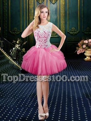 Sexy Scoop Sleeveless Lace Clasp Handle Club Wear