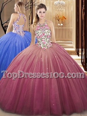 Floor Length Ball Gowns Sleeveless Burgundy Sweet 16 Quinceanera Dress Lace Up