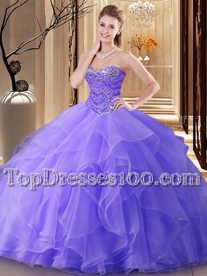 Floor Length Ball Gowns Sleeveless Lavender Vestidos de Quinceanera Lace Up