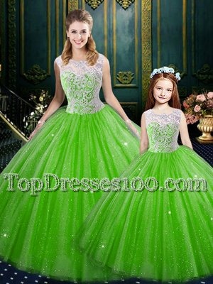 Graceful Sleeveless Tulle Lace Up Sweet 16 Dress for Military Ball and Sweet 16 and Quinceanera