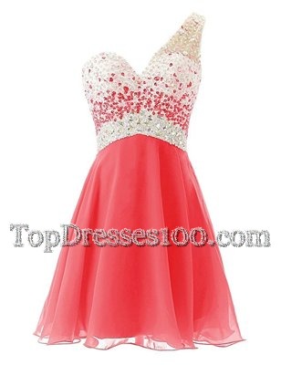 One Shoulder Sleeveless Chiffon Party Dress for Toddlers Beading Criss Cross
