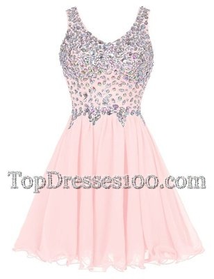 Straps Sleeveless Chiffon Cocktail Dresses Beading Zipper