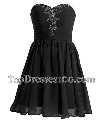 Fantastic Black Sweetheart Lace Up Beading Club Wear Sleeveless