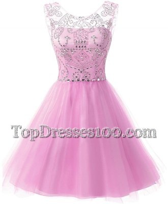 Scoop Lilac Sleeveless Chiffon Zipper Club Wear for Prom and Party