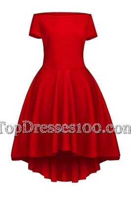 Wine Red Bateau Side Zipper Ruching Winning Pageant Gowns Short Sleeves