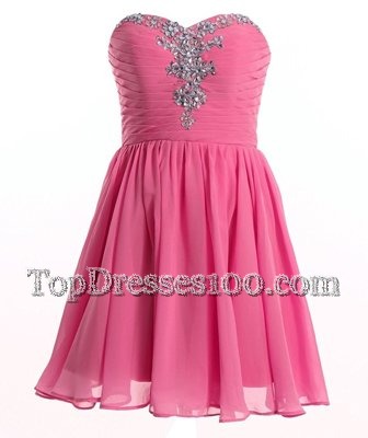 Mini Length Rose Pink Custom Made Organza Sleeveless Beading